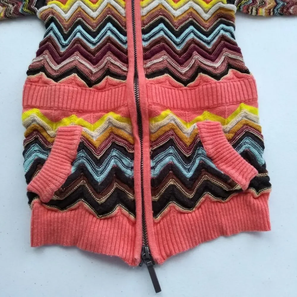 Missoni For Target  Zig Zag Zip-up Hooded Cardigan Multi Color Sweater Size 18M